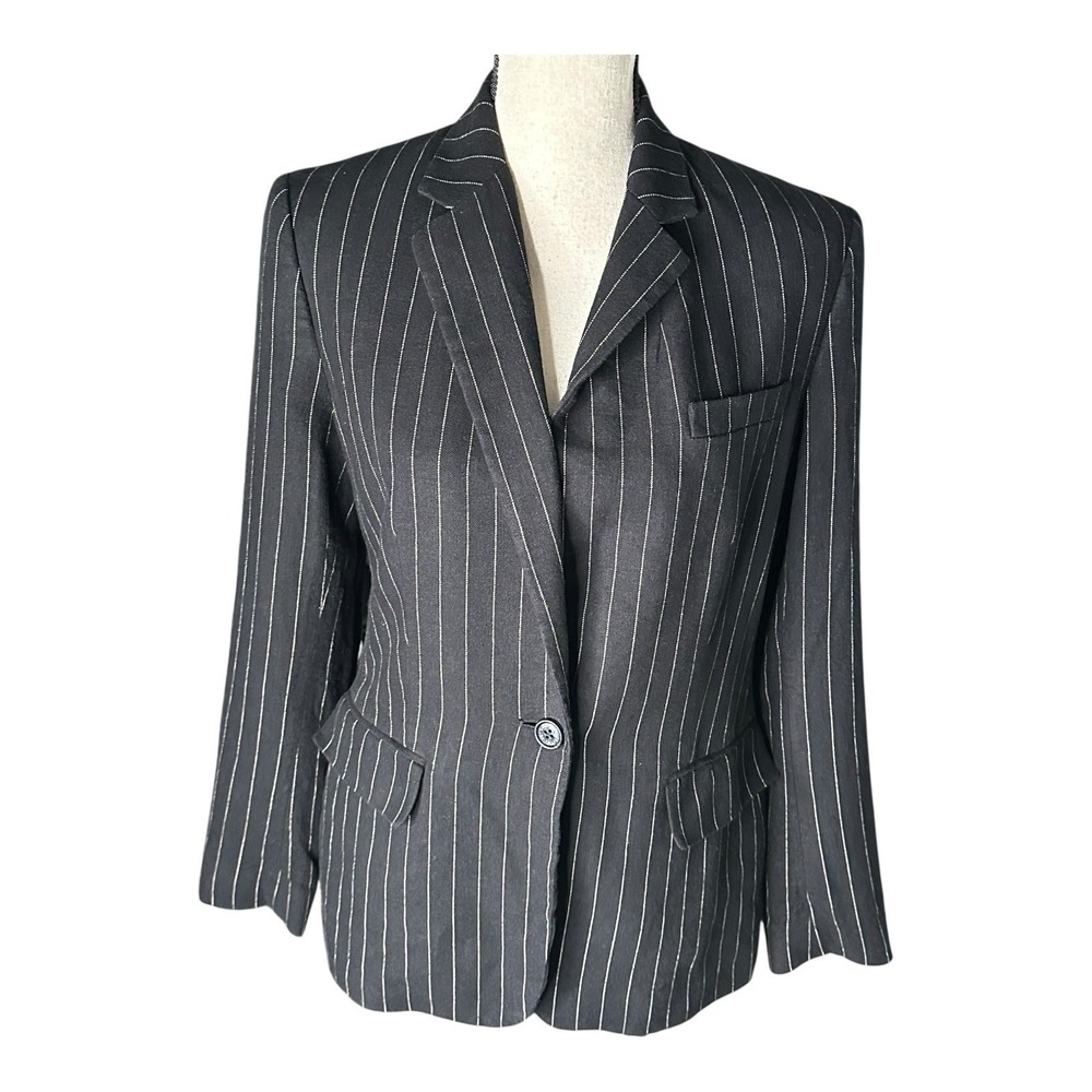 Ralph Lauren Black Label Size 8 Pinstripe‎ Lined Blazer Jacket Career